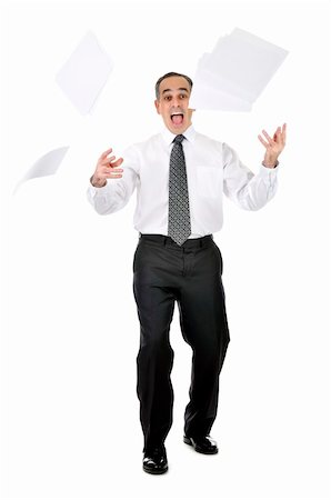 Business man in suit throwing papers with expression of horror Stock Photo - Budget Royalty-Free & Subscription, Code: 400-05113909