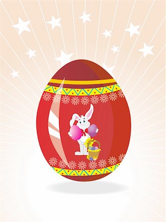 faberge - red egg background with bunny holding two egg Foto de stock - Royalty-Free Super Valor e Assinatura, Número: 400-05124307