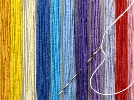 colorful threads set with needle Stock Photo - Budget Royalty-Free & Subscription, Code: 400-05124415