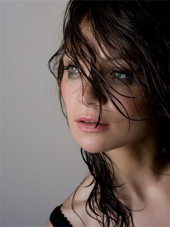 Close-up portrait of beautiful wet brunette Stock Photo - Budget Royalty-Free & Subscription, Code: 400-05124448