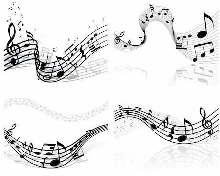 simsearch:400-04994761,k - Set of four vector musical notes staff Stock Photo - Budget Royalty-Free & Subscription, Code: 400-05124486