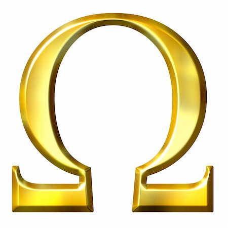 simsearch:400-05239813,k - 3d golden Greek letter omega isolated in white Fotografie stock - Microstock e Abbonamento, Codice: 400-05124655