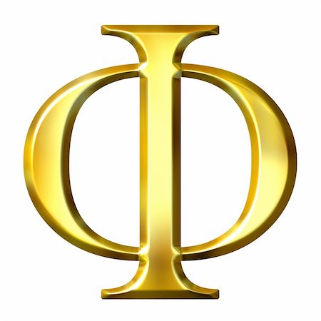 simsearch:400-05235443,k - 3d golden Greek letter phi isolated in white Stock Photo - Budget Royalty-Free & Subscription, Code: 400-05124657