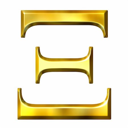 simsearch:400-05239813,k - 3d golden Greek letter xi isolated in white Fotografie stock - Microstock e Abbonamento, Codice: 400-05124664