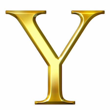 simsearch:400-05239813,k - 3d golden Greek letter ypsilon isolated in white Fotografie stock - Microstock e Abbonamento, Codice: 400-05124665
