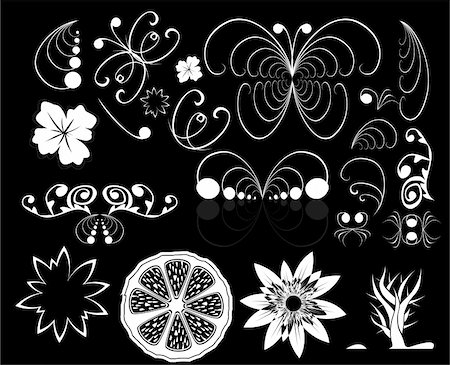 fruit artworks pattern - Floral and butterflies design elements Stock Photo - Budget Royalty-Free & Subscription, Code: 400-05124705