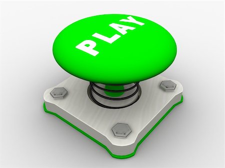 Green start button on a metal platform Stock Photo - Budget Royalty-Free & Subscription, Code: 400-05124737