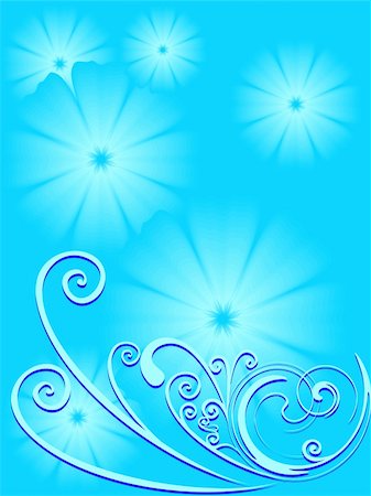 Blue background with abstract floral motif Stock Photo - Budget Royalty-Free & Subscription, Code: 400-05124973