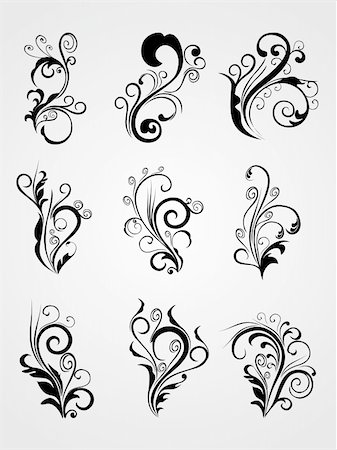 filigree drawings - set of modern design tattoos Stock Photo - Budget Royalty-Free & Subscription, Code: 400-05125087