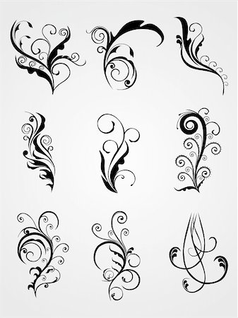 filigree borders clip art - artistic stylish emblem tattoos illustration Stock Photo - Budget Royalty-Free & Subscription, Code: 400-05125089
