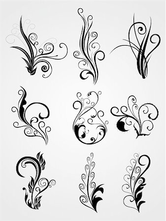 filigree borders clip art - background with artistic flower design tattoos Stock Photo - Budget Royalty-Free & Subscription, Code: 400-05125090