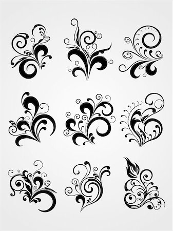 filigree tattoo pictures - abstract Floral silhouette, element for design,  tattoo illustration Stock Photo - Budget Royalty-Free & Subscription, Code: 400-05125091