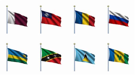 simsearch:400-05125122,k - World Flag Set 19 - Qatar, Republic of China, Romania, Russia, Rwanda, Saint Kitts and Nevis, Saint Lucia and Saint Vincent and the Grenadines Photographie de stock - Aubaine LD & Abonnement, Code: 400-05125120