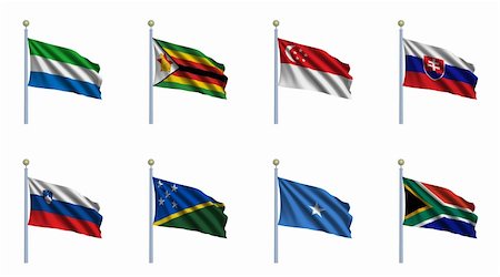 simsearch:400-04597764,k - World Flag Set 21 - Sierra Leone, Zimbabwe, Singapore, Slovakia, Slovenia, Solomon Islands, Somalia, South Africa Photographie de stock - Aubaine LD & Abonnement, Code: 400-05125122