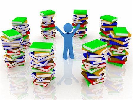 simsearch:400-04944793,k - 3d render of pile of books with person. Photographie de stock - Aubaine LD & Abonnement, Code: 400-05125230