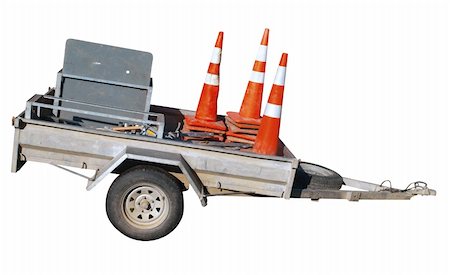 simsearch:400-04053662,k - Trailer with Cones isolated with clipping path Stock Photo - Budget Royalty-Free & Subscription, Code: 400-05125265