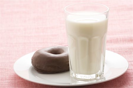 simsearch:640-02772614,k - breakfast glass of chocolate milk and donut isolated Stock Photo - Budget Royalty-Free & Subscription, Code: 400-05125349