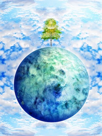 simsearch:400-08192407,k - planet with tree, clouds around Stock Photo - Budget Royalty-Free & Subscription, Code: 400-05125376