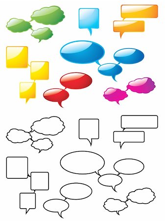 person words speech bubble not phone not outdoors - Speech bubbles, glossy and outline.  Please check my portfolio for more cartoon illustrations. Stock Photo - Budget Royalty-Free & Subscription, Code: 400-05125408