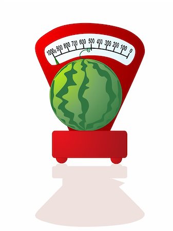 Vector watermelon on the scales. Easy to edit and modify. EPS file included. Stock Photo - Budget Royalty-Free & Subscription, Code: 400-05125965