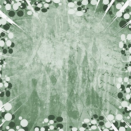 Grunge distressed shabby retro background in green with spikes and bubbles. Stockbilder - Microstock & Abonnement, Bildnummer: 400-05126299