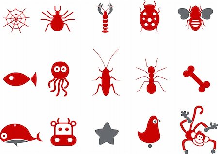 Vector icons pack - Red Series, animals collection Stock Photo - Budget Royalty-Free & Subscription, Code: 400-05126510