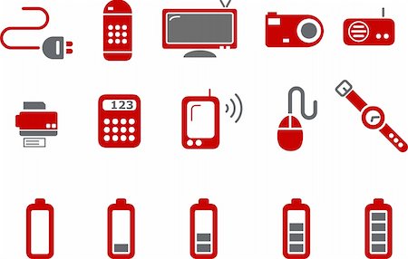 Vector icons pack - Red Series, electronic collection Stock Photo - Budget Royalty-Free & Subscription, Code: 400-05126528