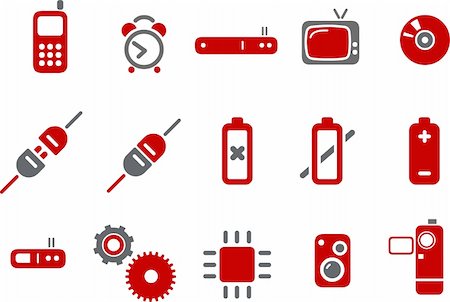 simsearch:6111-06728857,k - Vector icons pack - Red Series, electronic collection Stock Photo - Budget Royalty-Free & Subscription, Code: 400-05126529