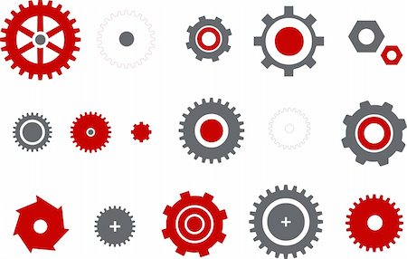 Vector icons pack - Red Series, gear collection Stock Photo - Budget Royalty-Free & Subscription, Code: 400-05126542