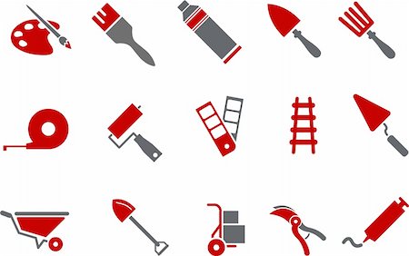 silhouette as carpenter - Vector icons pack - Red Series, tool collection Stock Photo - Budget Royalty-Free & Subscription, Code: 400-05126572