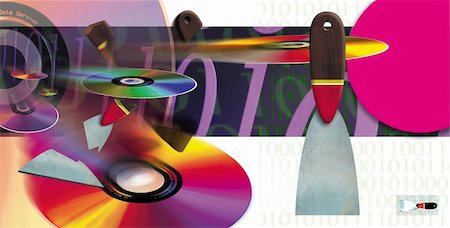 pinare (artist) - Illustration of the printing process with CD's and DVD's used symbolically Fotografie stock - Microstock e Abbonamento, Codice: 400-05126901