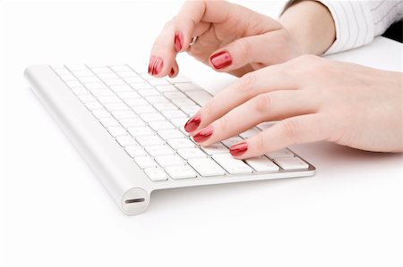 Fingers with red nail typing on keyboard Stock Photo - Budget Royalty-Free & Subscription, Code: 400-05126966