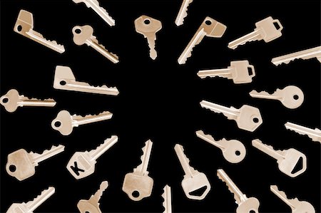 Arrangement of Keys on Black Background Stock Photo - Budget Royalty-Free & Subscription, Code: 400-05127197