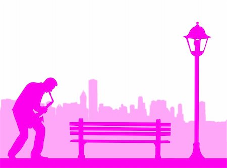 propagate - Saxophonist playing in the city under a lamp-post Stock Photo - Budget Royalty-Free & Subscription, Code: 400-05127417