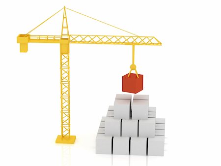 simsearch:400-05127436,k - 3d render of crane and grey and red cubes Stock Photo - Budget Royalty-Free & Subscription, Code: 400-05127439