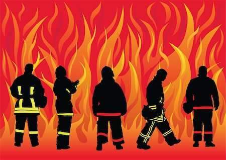 fireproof - Vector drawing of fire brigade to a fire. Saved in eps format for illustrator 8. Stock Photo - Budget Royalty-Free & Subscription, Code: 400-05127629