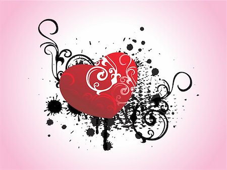 simsearch:400-04600780,k - pink background with black grungy swirl design and isolated red heart Stock Photo - Budget Royalty-Free & Subscription, Code: 400-05127648