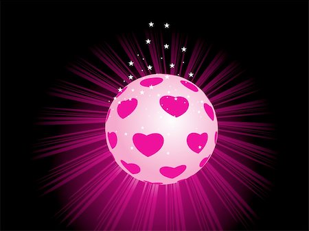 simsearch:400-04600780,k - isolated valentine ball, pink rays with background and shiny star Stock Photo - Budget Royalty-Free & Subscription, Code: 400-05127655