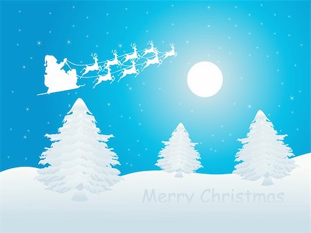 simsearch:400-07465970,k - merry christmas background with xmas tree, moon and reindeer illustration Stock Photo - Budget Royalty-Free & Subscription, Code: 400-05127676