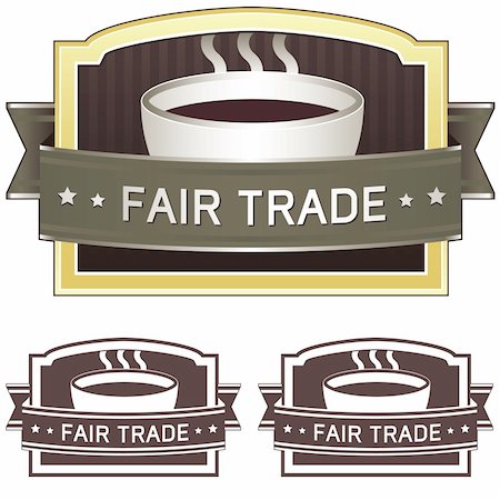 Fair trade coffee label sticker for use on product packaging, print materials, websites and in advertising and promotion Stock Photo - Budget Royalty-Free & Subscription, Code: 400-05128358