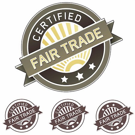 Certified fair trade good and food label sticker for use on product packaging, print materials, websites and in advertising and promotion Stock Photo - Budget Royalty-Free & Subscription, Code: 400-05128359
