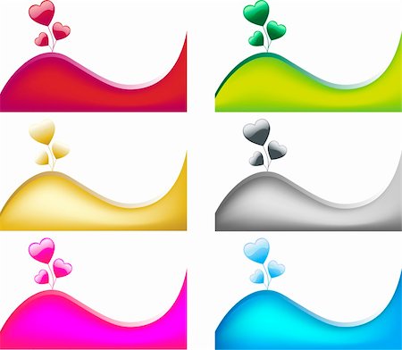 simsearch:400-05361582,k - Heart Balloons and Colored wave. 6 different colors. Editable vector Stock Photo - Budget Royalty-Free & Subscription, Code: 400-05128451