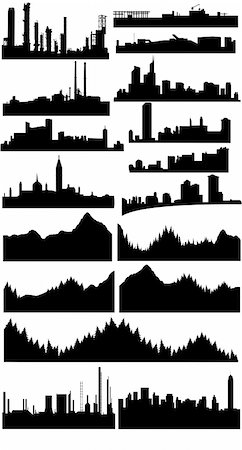 vector collection of different skylines Stock Photo - Budget Royalty-Free & Subscription, Code: 400-05128663