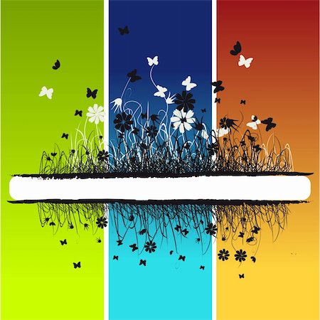 simsearch:400-05248476,k - Grass silhouette, summer background, flowers and butterflies Fotografie stock - Microstock e Abbonamento, Codice: 400-05129151