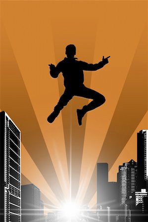 simsearch:400-04662543,k - silhouette of a jumping man Stock Photo - Budget Royalty-Free & Subscription, Code: 400-05129257