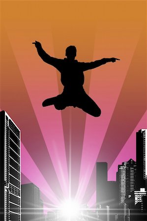 simsearch:400-04662543,k - silhouette of a jumping man Stock Photo - Budget Royalty-Free & Subscription, Code: 400-05129258