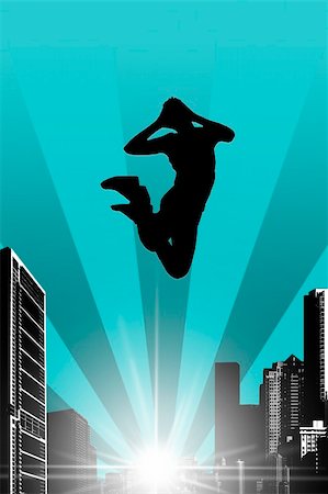simsearch:400-04662543,k - silhouette of a jumping man Stock Photo - Budget Royalty-Free & Subscription, Code: 400-05129260