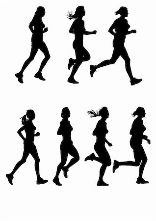 Vector drawing of female marathon. Silhouettes on a white background. Saved in eps format Stock Photo - Budget Royalty-Free & Subscription, Code: 400-05129338