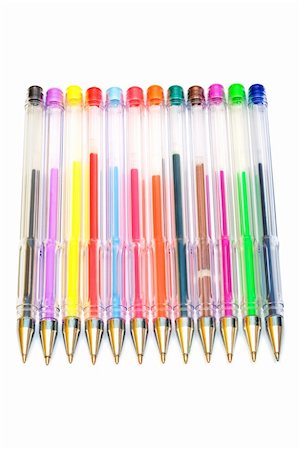 simsearch:400-04650289,k - Color ballpoint pens on a white background Stock Photo - Budget Royalty-Free & Subscription, Code: 400-05129972