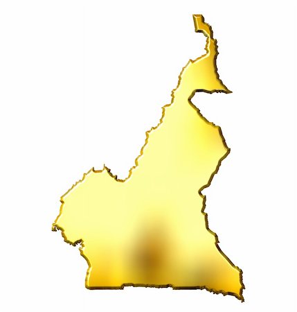 simsearch:400-05120182,k - Cameroon 3d golden map isolated in white Photographie de stock - Aubaine LD & Abonnement, Code: 400-05120137